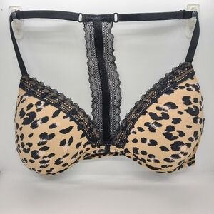 Animal print racerback front closure bra 34C